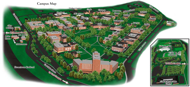Radford University Campus Map Ru Campus Map