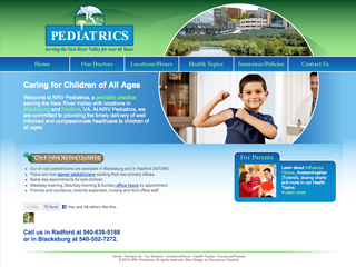 NRV Pediatrics in Blacksburg Website